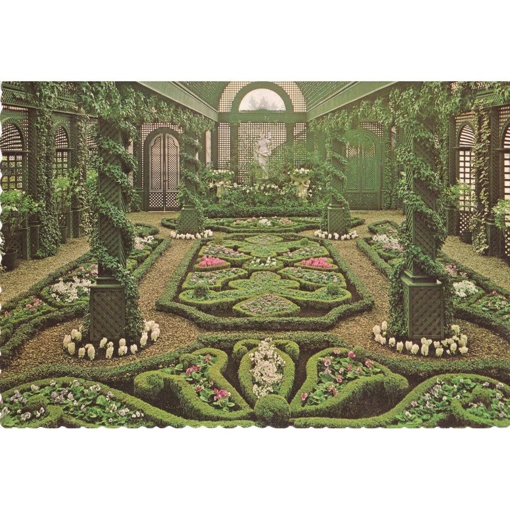 Duke Gardens French Garden Somerville NJ Postcard Mid-Century Botanical Travel
